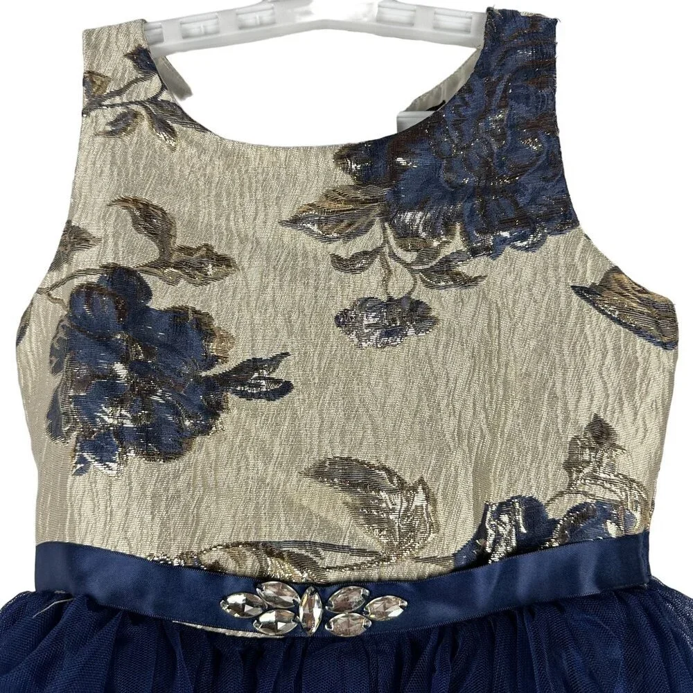 Zunie Girls' Floral Embroidered Dress With Tulle Skirt - Size 8